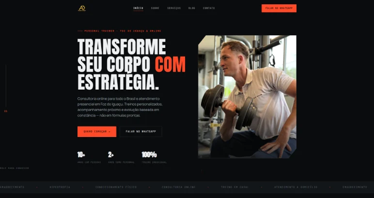 Página principal do site de Alex Oliveira Personal Trainer