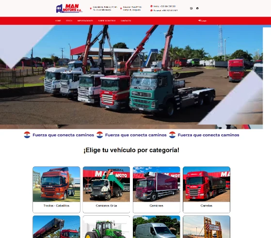 Página principal do portal automotivo da Man Motors