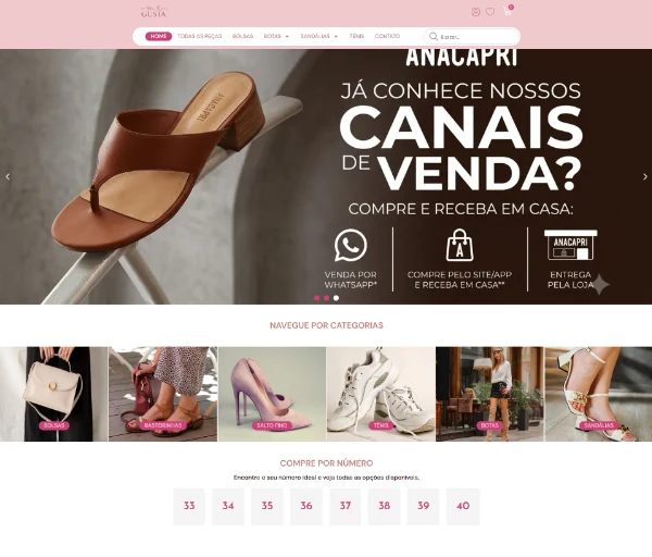 Vitrine principal do e-commerce Me Gusta Moda Feminina